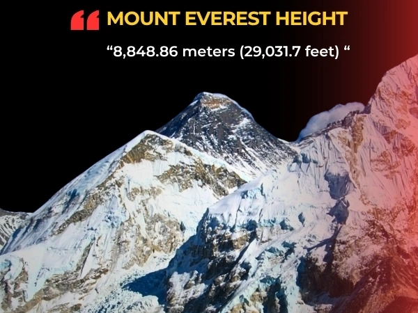 Mount Everest Height in feet and kilometer